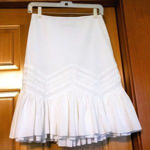 Elie Tahari Skirt White 100% Cotton (for Bergdorf Goodman) Gorgeous Flounce Hem